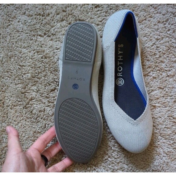 Rothy's The Flat Sz 9 Light Gray Knit Washable Round Toe Ballet Lagenlook EUC - Picture 4 of 11